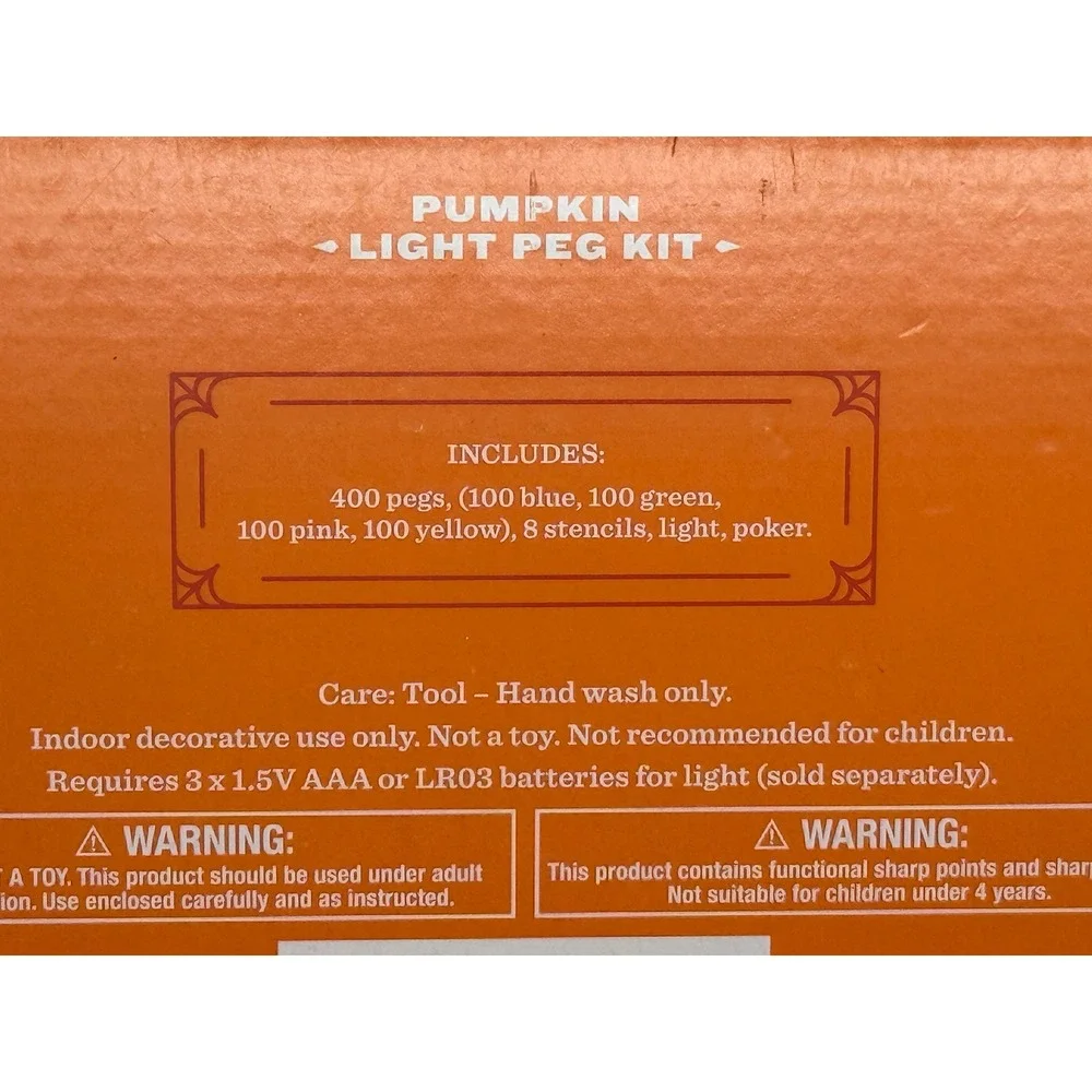 Hyde and Eek Pumpkin Light Peg Kit 400 Pegs 8 Stencils Halloween Decor